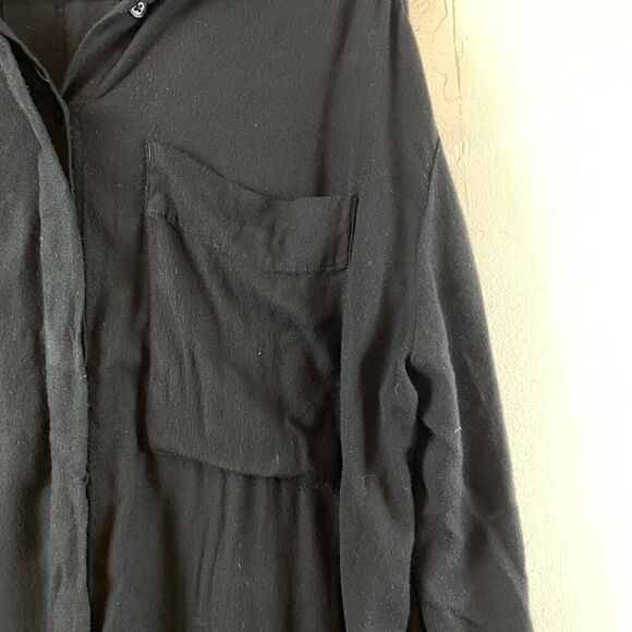 BDG Button Up Womens Medium Slouchy Oversized Button Shirt Black Lagenlook Rayon - Picture 5 of 13